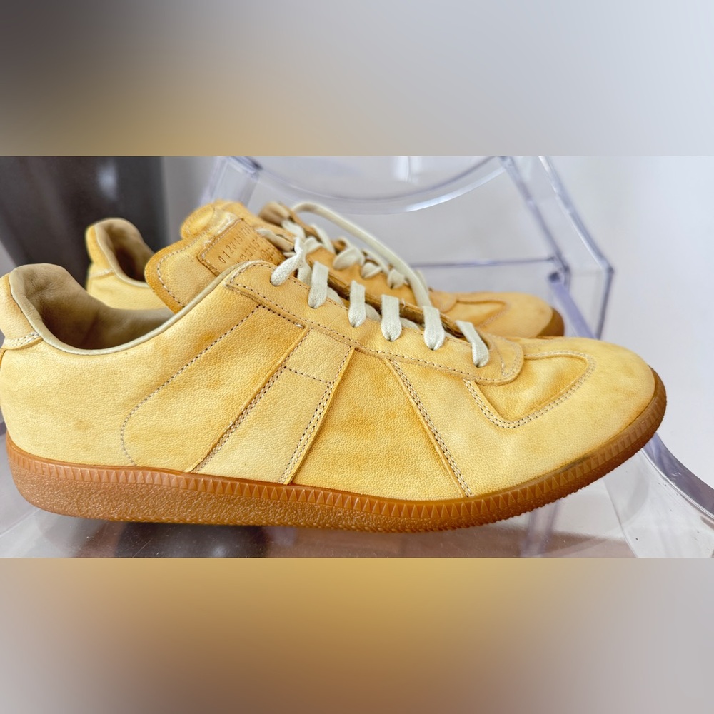 Maison Margiela leather suede GAT sneakers quiet luxury wheat color - Picture 2 of 11